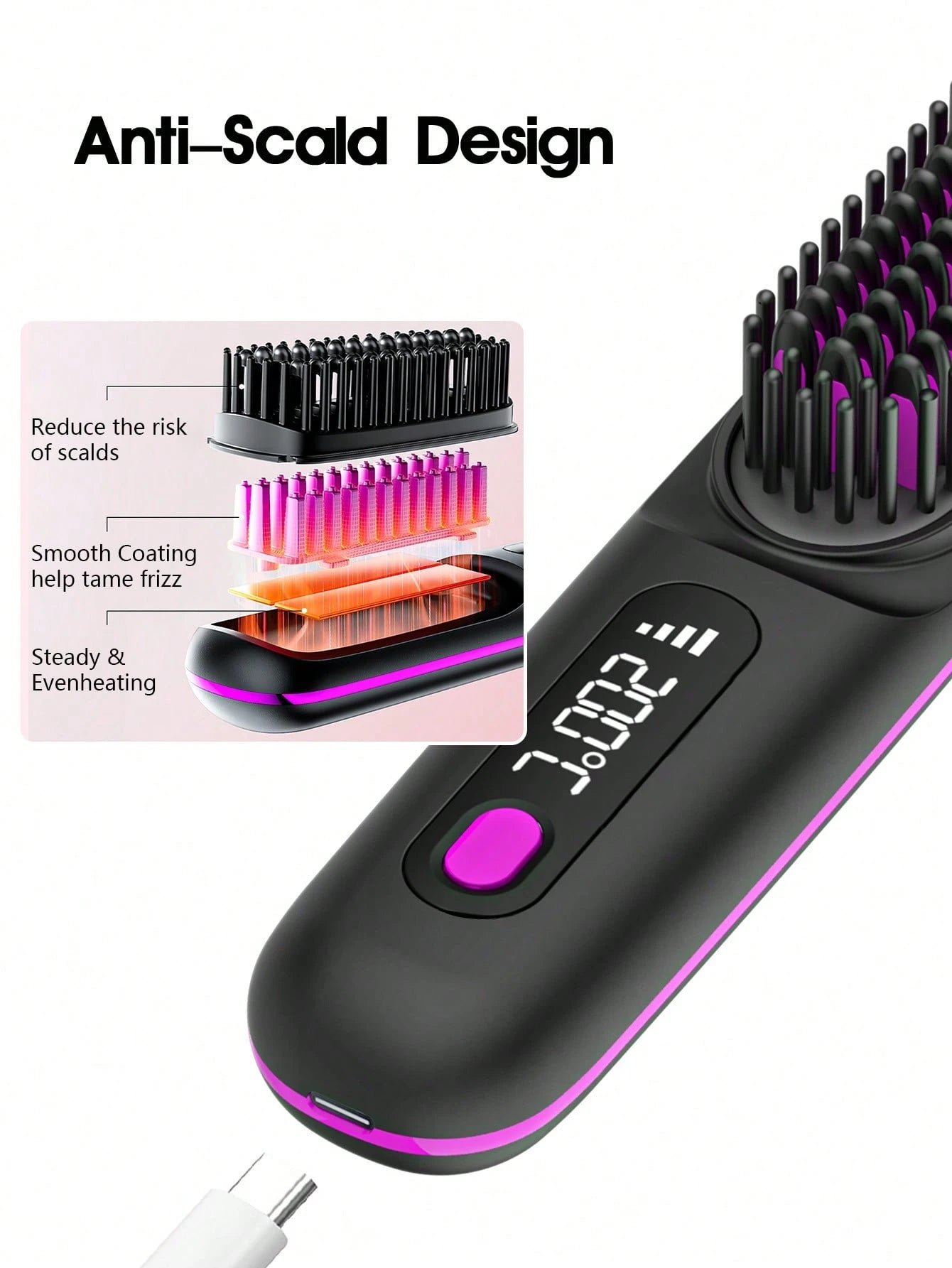Portable Cordless Hair Straightener Brush