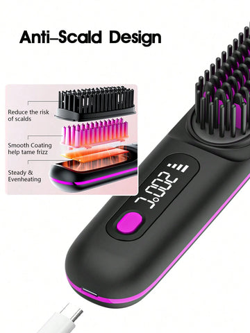 Portable Cordless Hair Straightener Brush