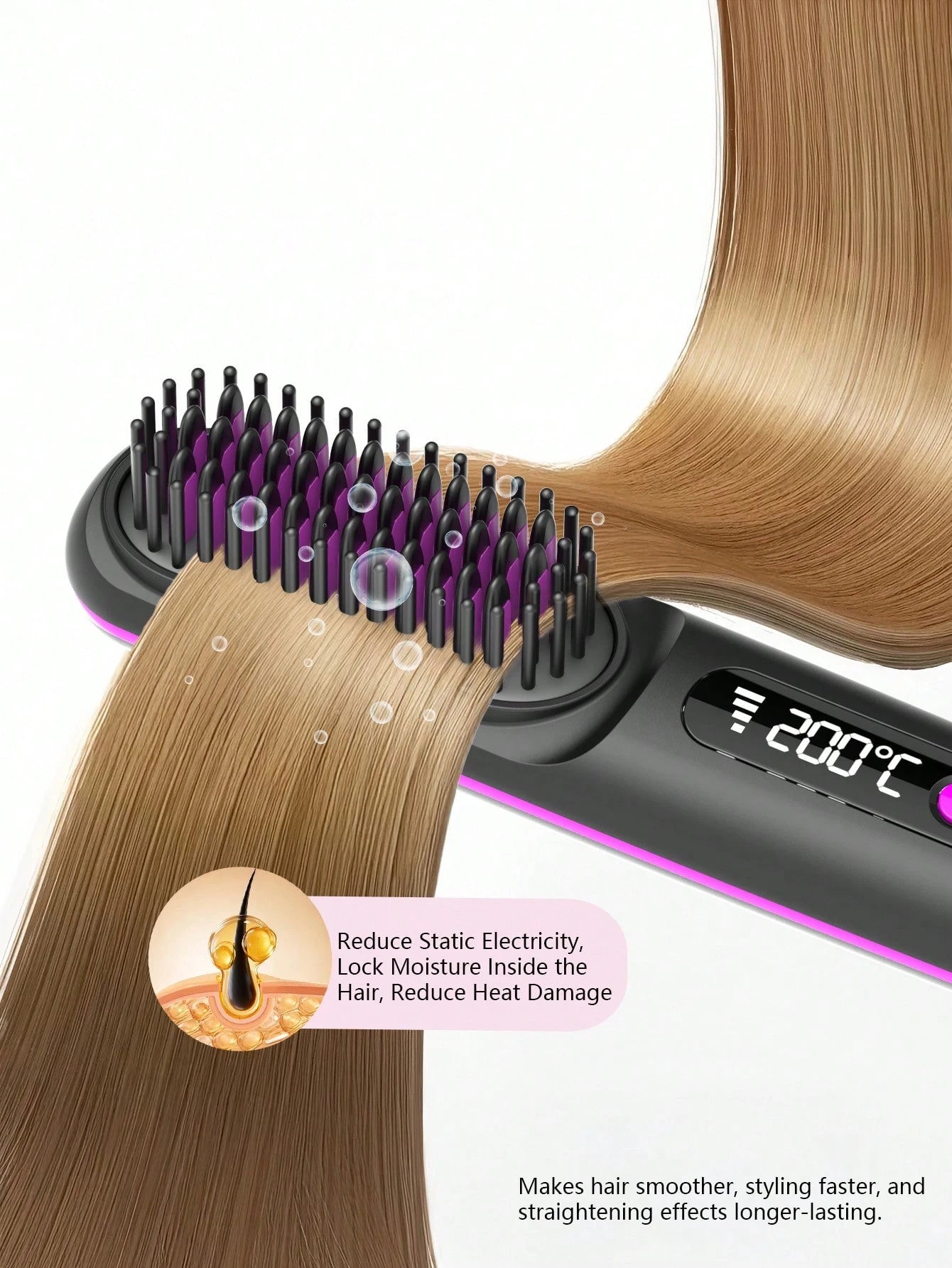 Portable Cordless Hair Straightener Brush