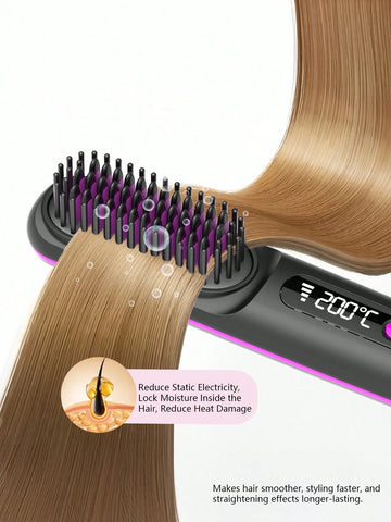 Portable Cordless Hair Straightener Brush