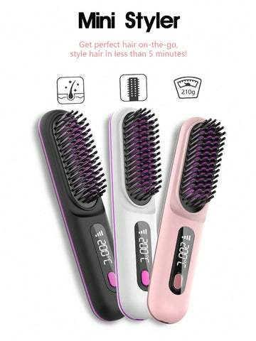 Portable Cordless Hair Straightener Brush