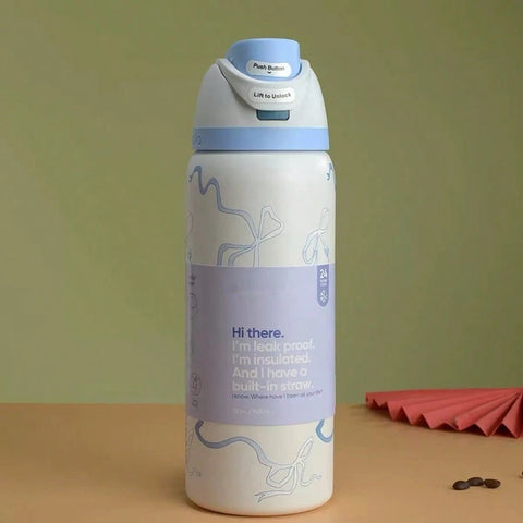 Insulated Stainless Steel Sports Water Bottle With Straw For Sports