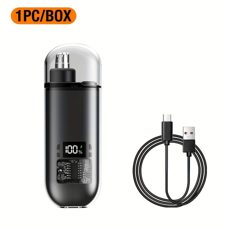 Portable Mini Nose Hair Trimmer | USB Rechargeable with Digital Power Display