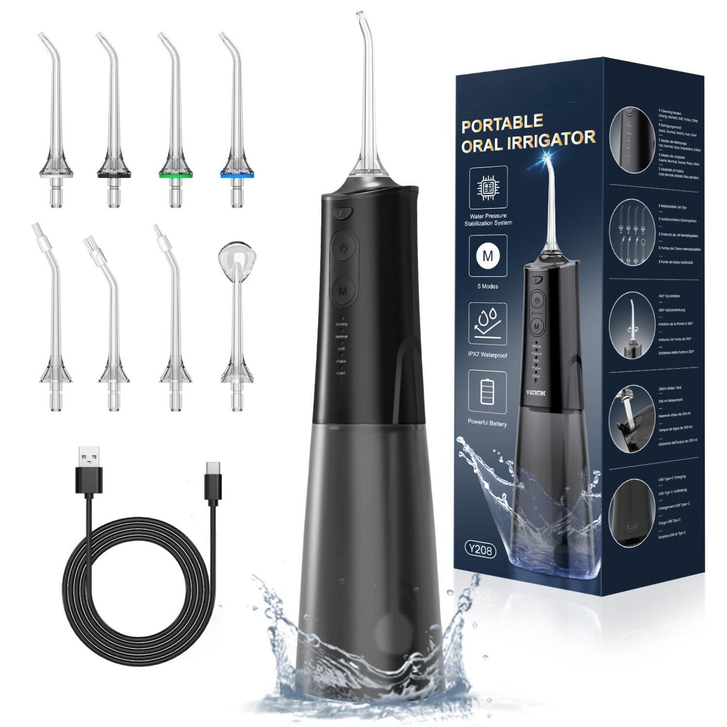 Portable Oral Irrigator – 300ml, 5 Modes, USB-C Rechargeable