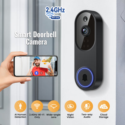 1080P Smart Video Doorbell Camera with 2-Way Audio
