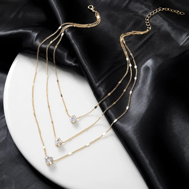 Fashion Zircon Multilayer Necklace for Women