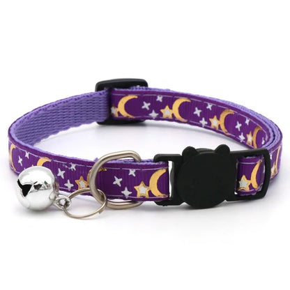 Adjustable Pet Collar with Bell – Cute Footprint Safety Necklace