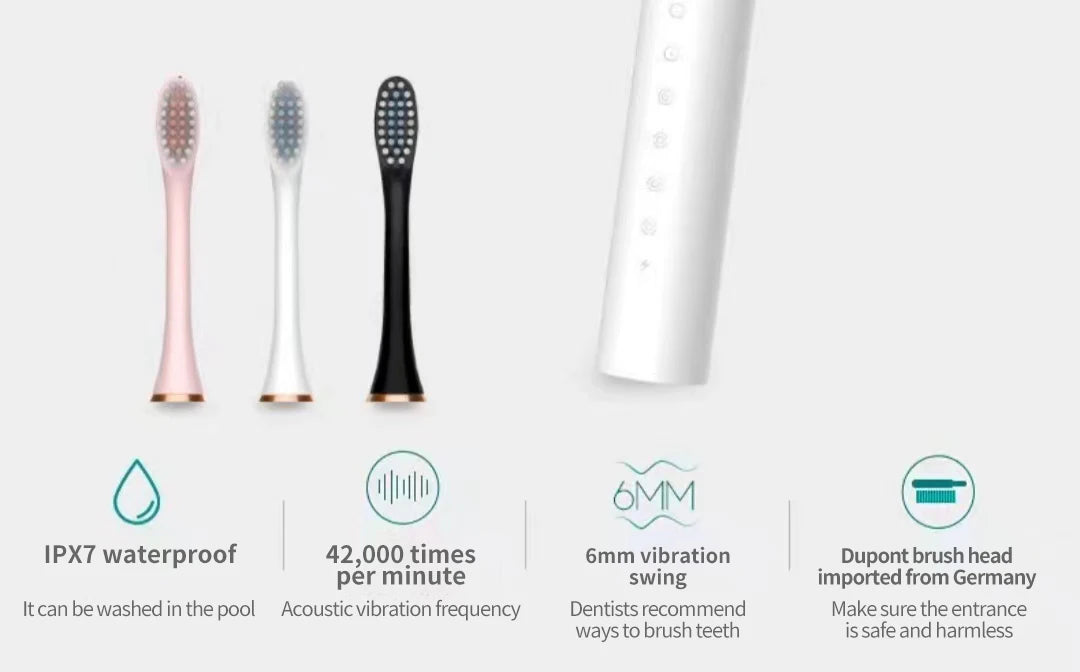 IPX7 Waterproof Sonic Electric Toothbrush