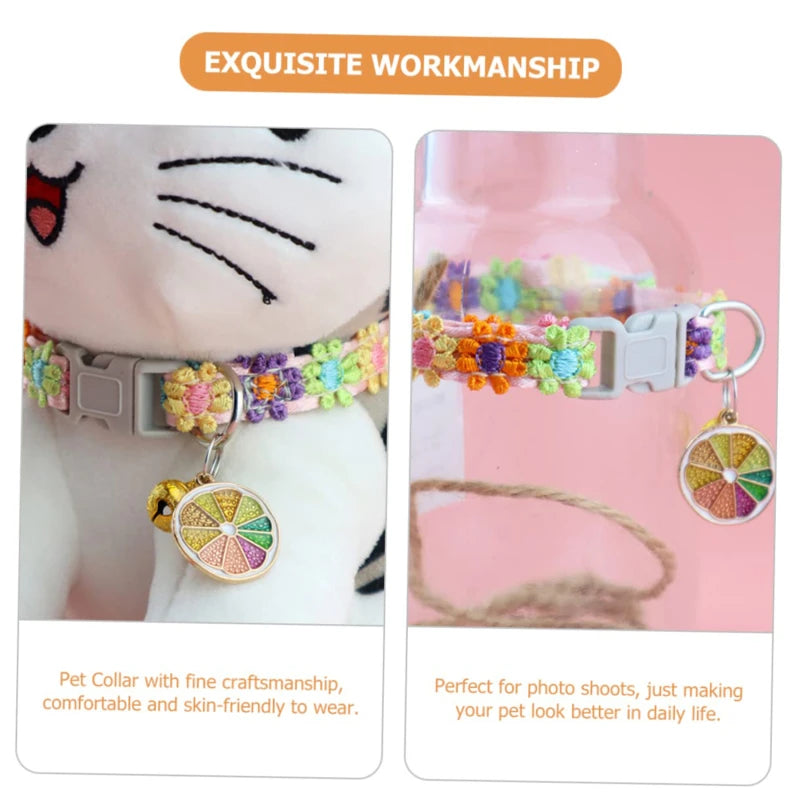 Adjustable Pet Collar with Bell – Cute Footprint Safety Necklace