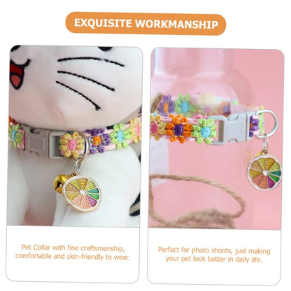 Adjustable Pet Collar with Bell – Cute Footprint Safety Necklace