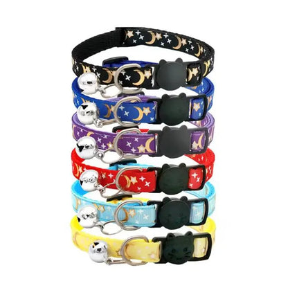Adjustable Pet Collar with Bell – Cute Footprint Safety Necklace