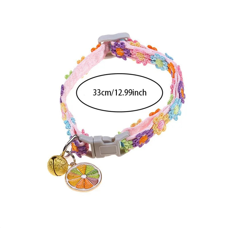 Adjustable Pet Collar with Bell – Cute Footprint Safety Necklace