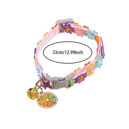 Adjustable Pet Collar with Bell – Cute Footprint Safety Necklace