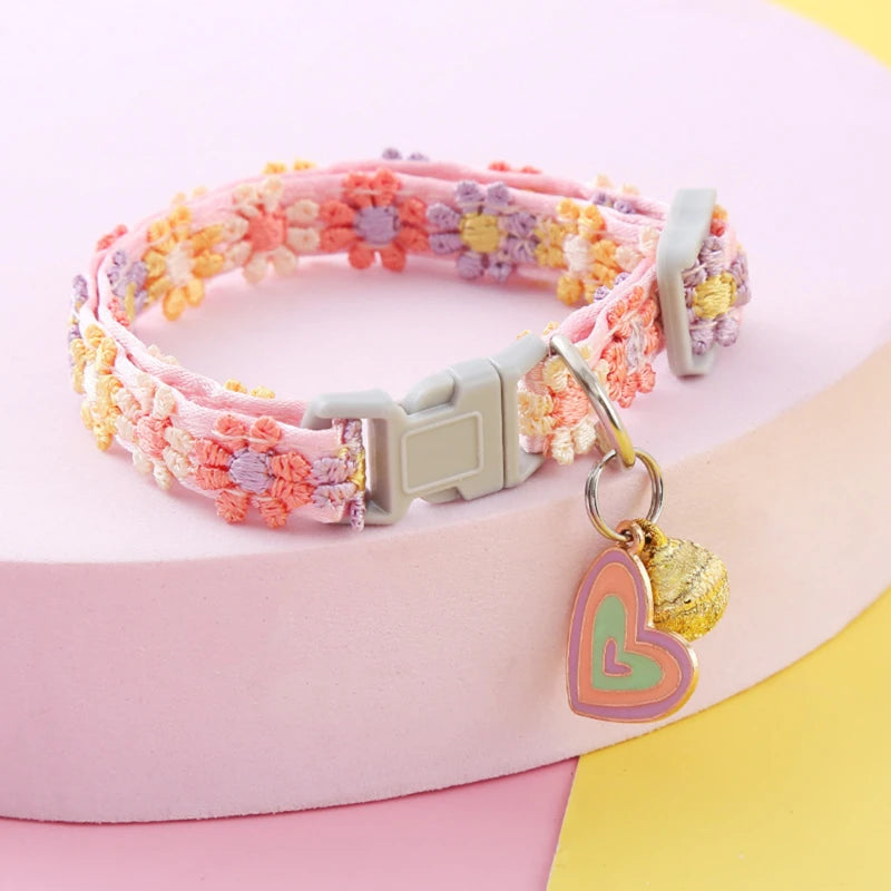 Adjustable Pet Collar with Bell – Cute Footprint Safety Necklace