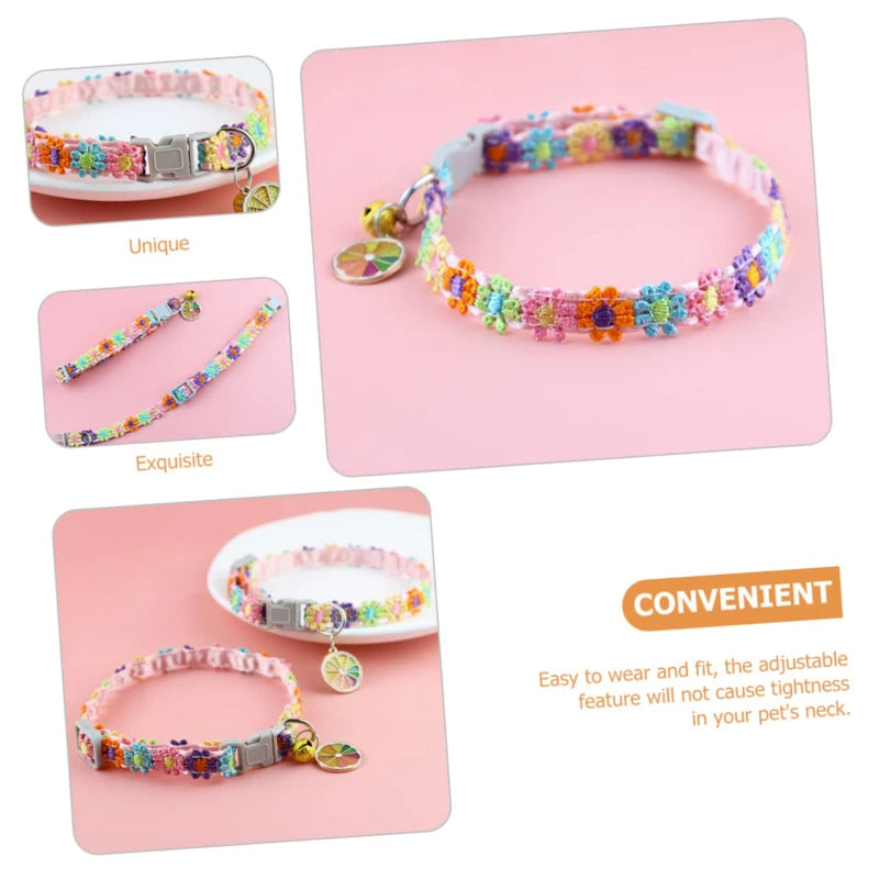Adjustable Pet Collar with Bell – Cute Footprint Safety Necklace
