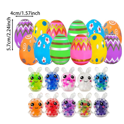 12pcs Prefilled Easter Eggs with Squishy Toy Set