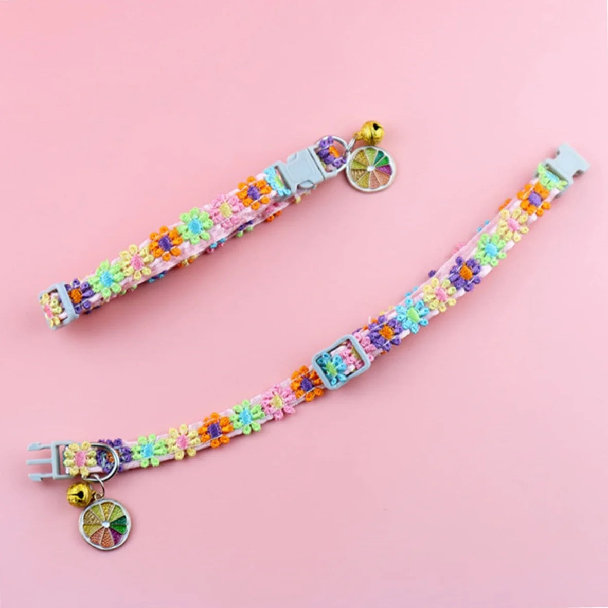 Adjustable Pet Collar with Bell – Cute Footprint Safety Necklace