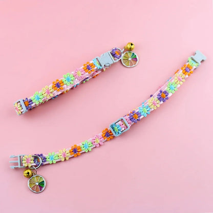 Adjustable Pet Collar with Bell – Cute Footprint Safety Necklace