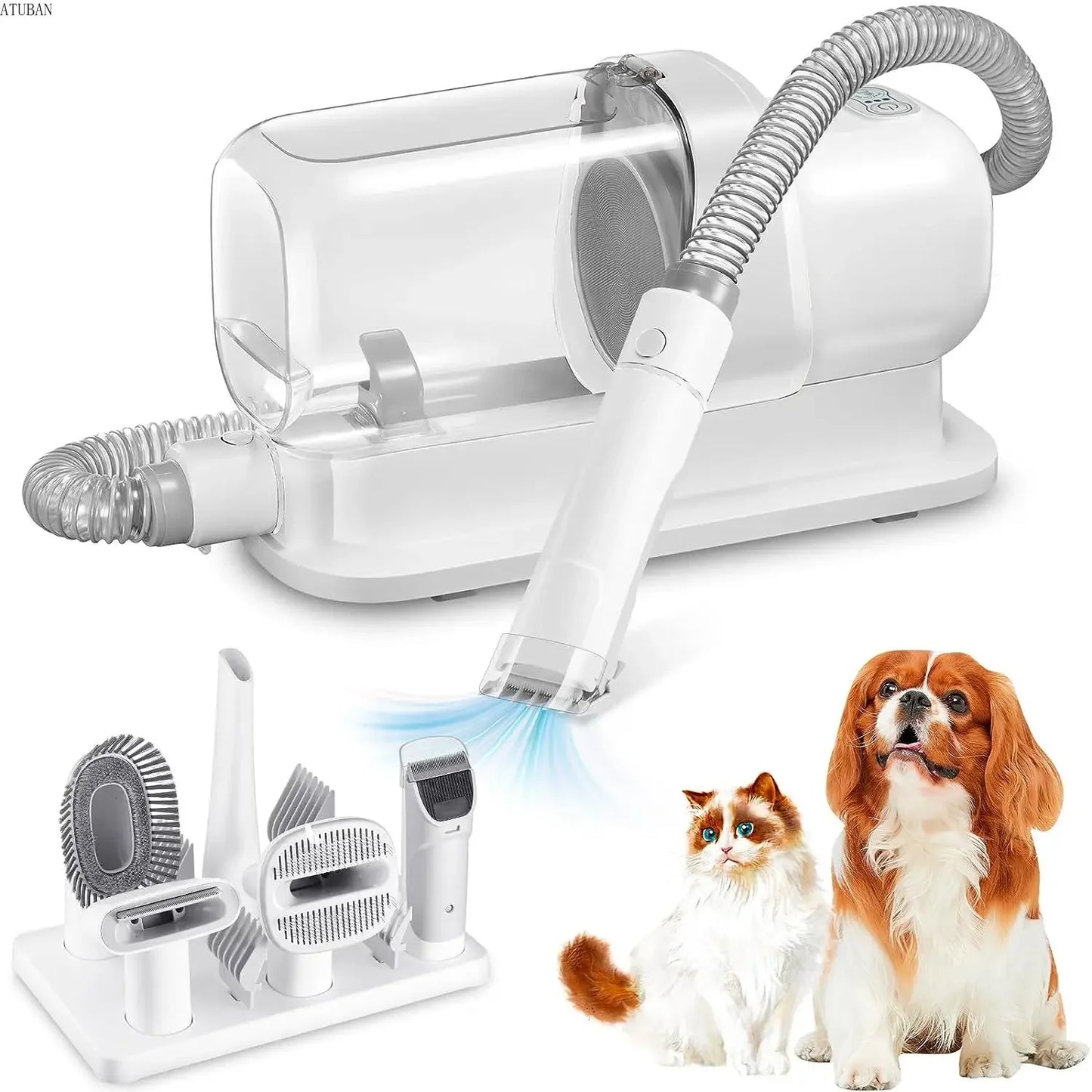 Pet Grooming Vacuum Kit with 2.3L Hair Collector