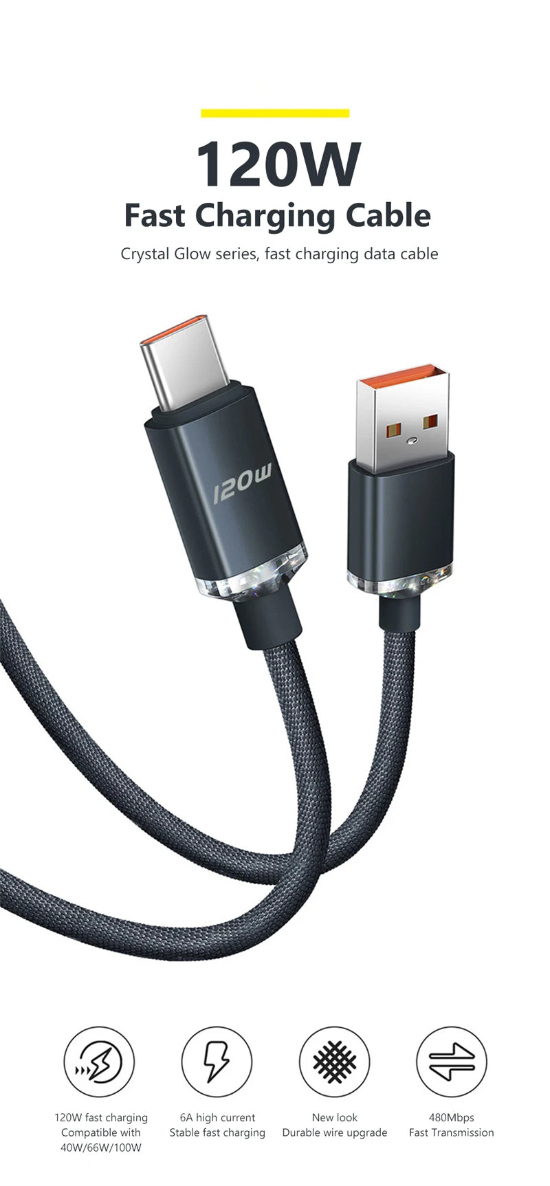 120W PD USB-C Fast Charging Cable