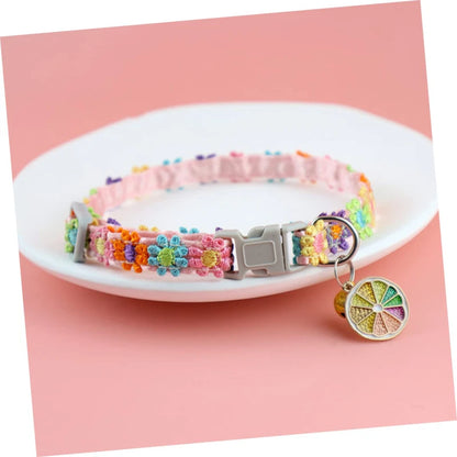 Adjustable Pet Collar with Bell – Cute Footprint Safety Necklace
