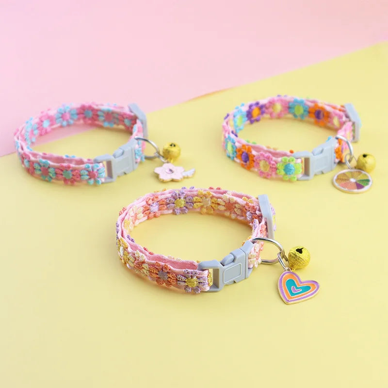 Adjustable Pet Collar with Bell – Cute Footprint Safety Necklace