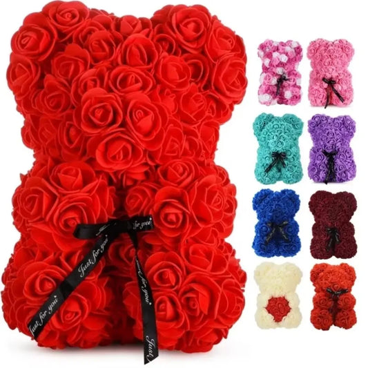 Artificial Rose & Teddy Bear Gift for Mom