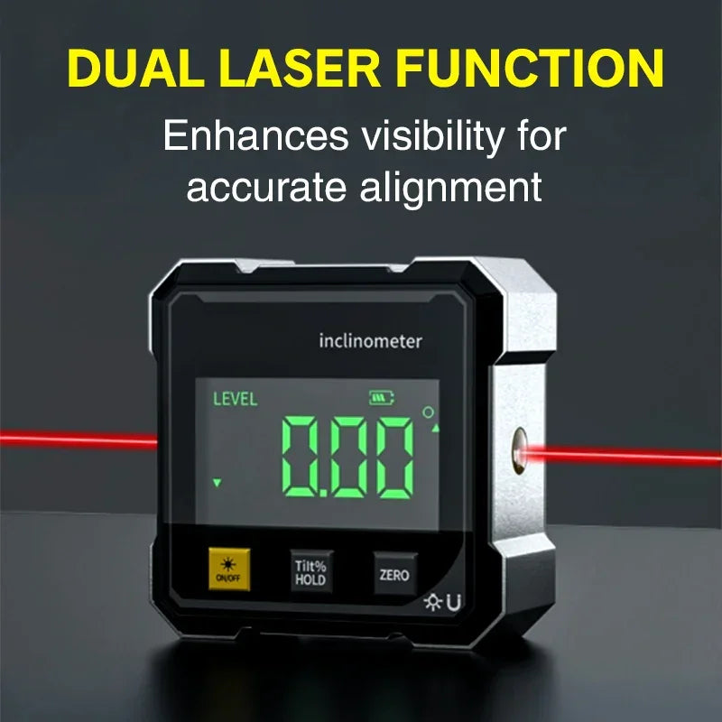 Digital Angle Gauge with Laser – Magnetic Inclinometer