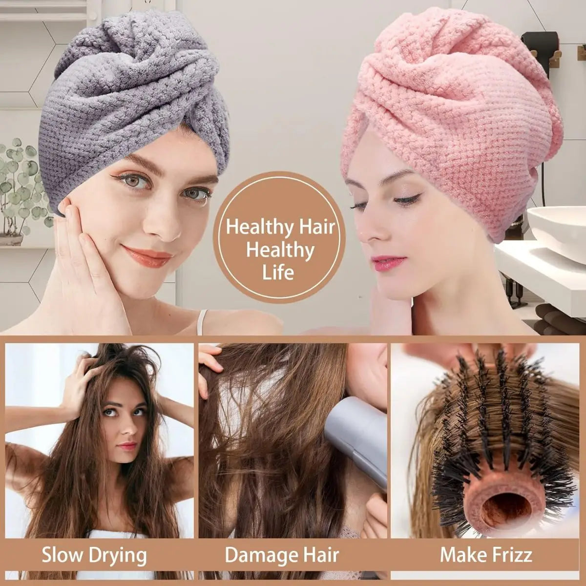 Solid Hair Towel Wrap for Women