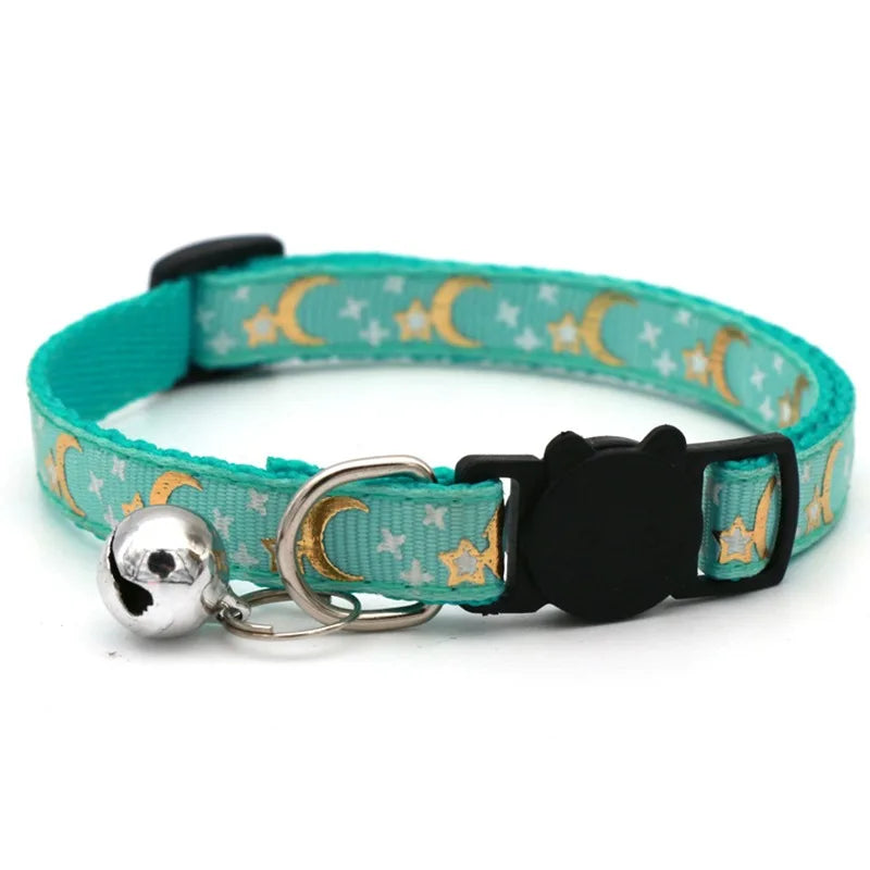 Adjustable Pet Collar with Bell – Cute Footprint Safety Necklace