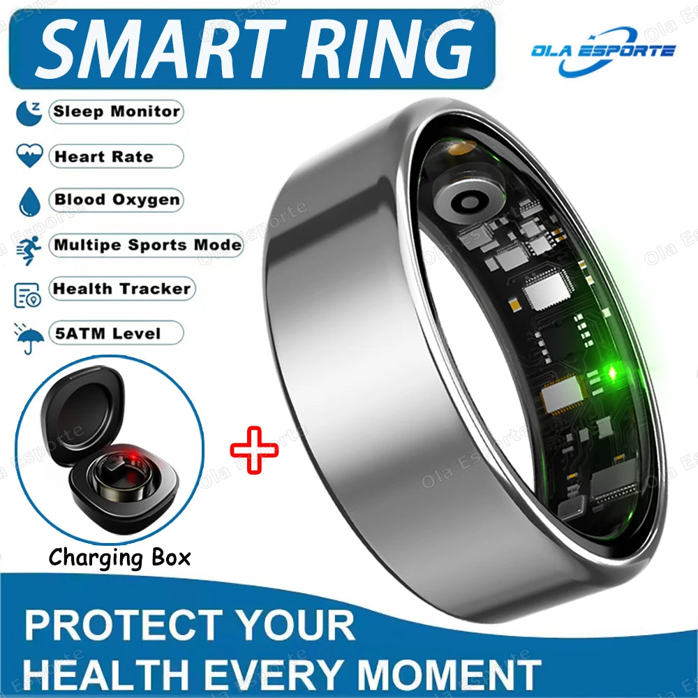 Smart Health Tracking Ring with Charging Case