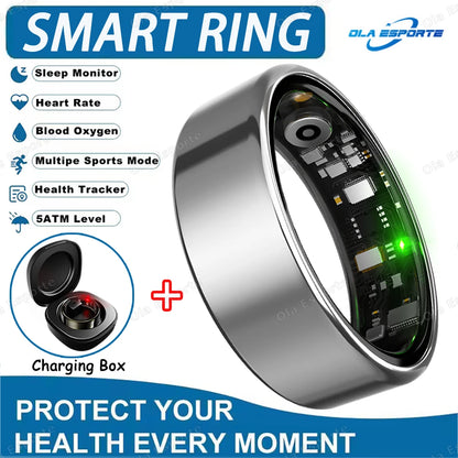 Smart Health Tracking Ring with Charging Case