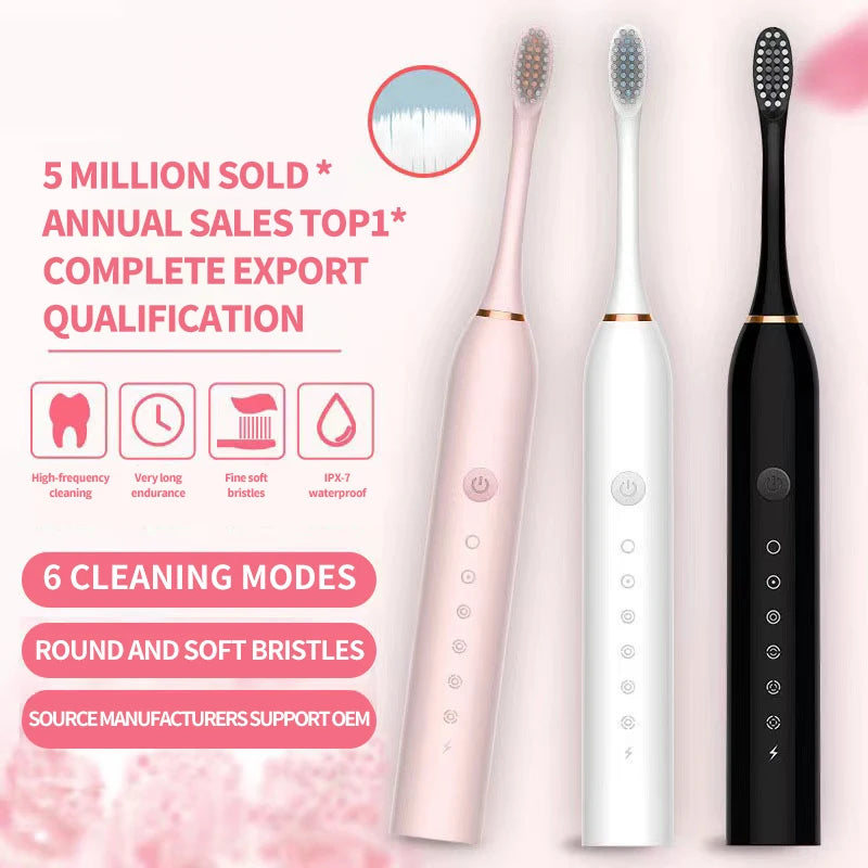 IPX7 Waterproof Sonic Electric Toothbrush