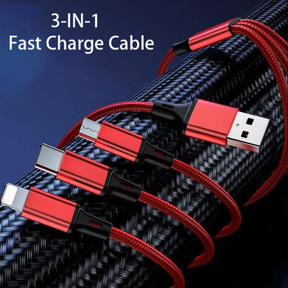 3-in-1 Fast Charging Cable for Phones & Tablets