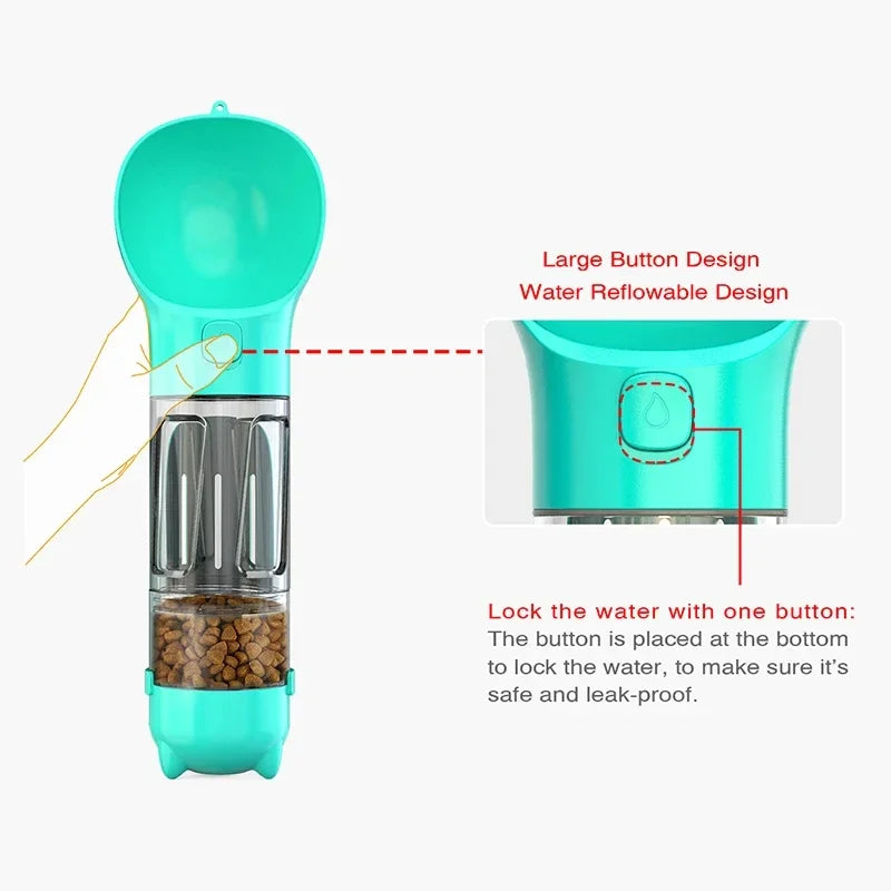 3-in-1 Pet Water Bottle – Leakproof Dog & Cat Travel Feeder