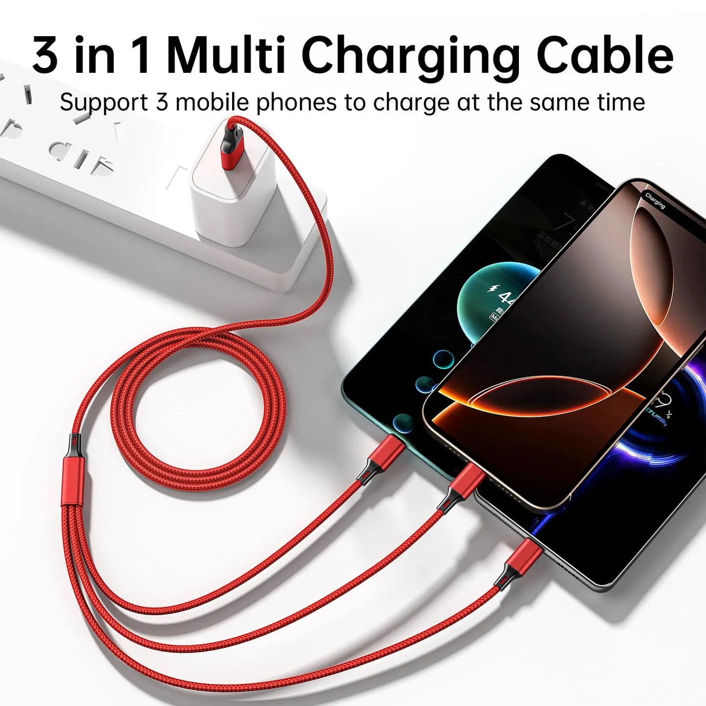 3-in-1 Fast Charging Cable for Phones & Tablets
