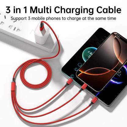 3-in-1 Fast Charging Cable for Phones & Tablets