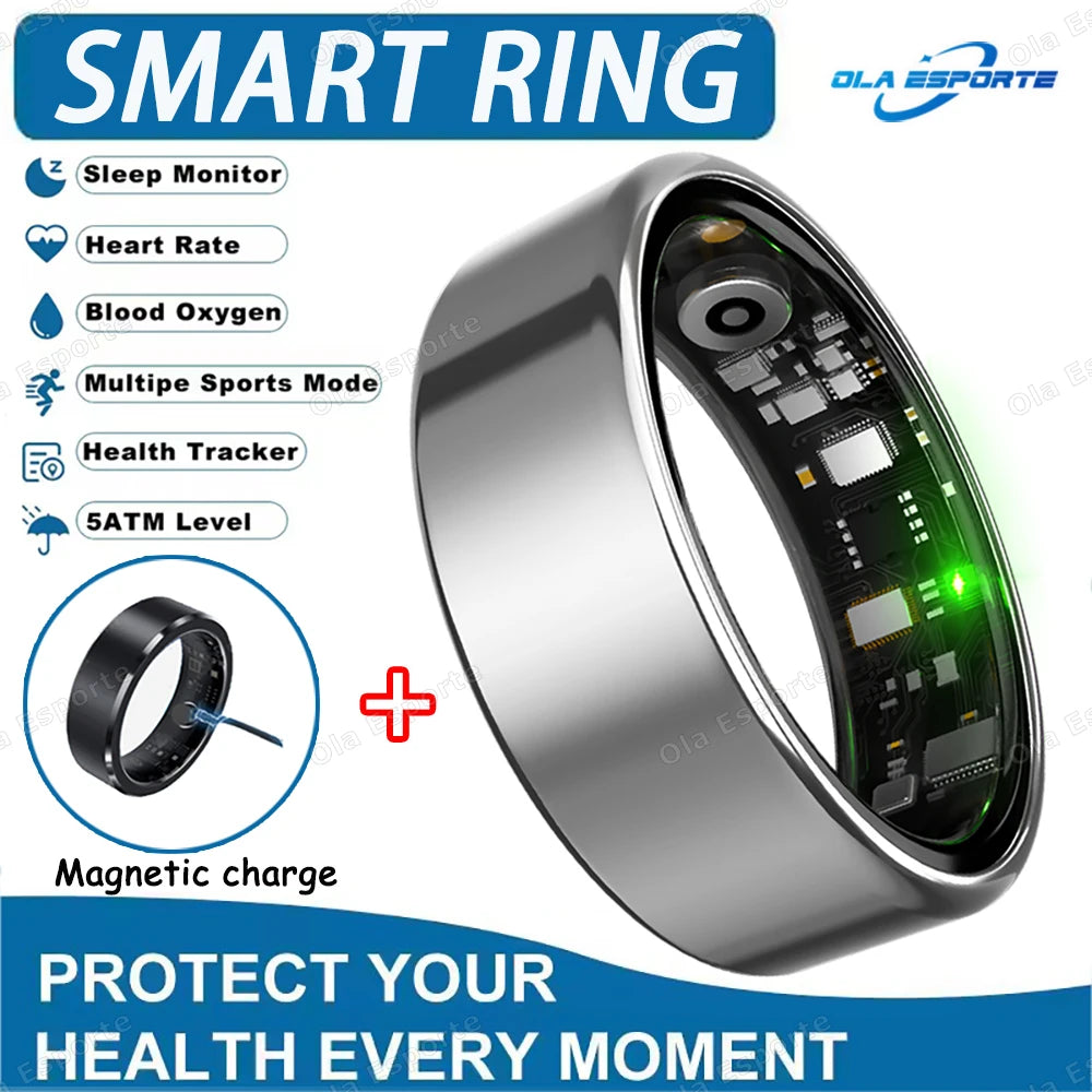 Smart Health Tracking Ring with Charging Case