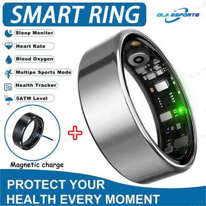 Smart Health Tracking Ring with Charging Case