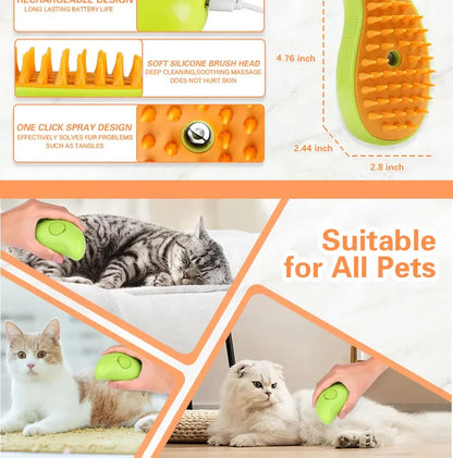 Pet Steam Brush – Electric Grooming & Massage Tool
