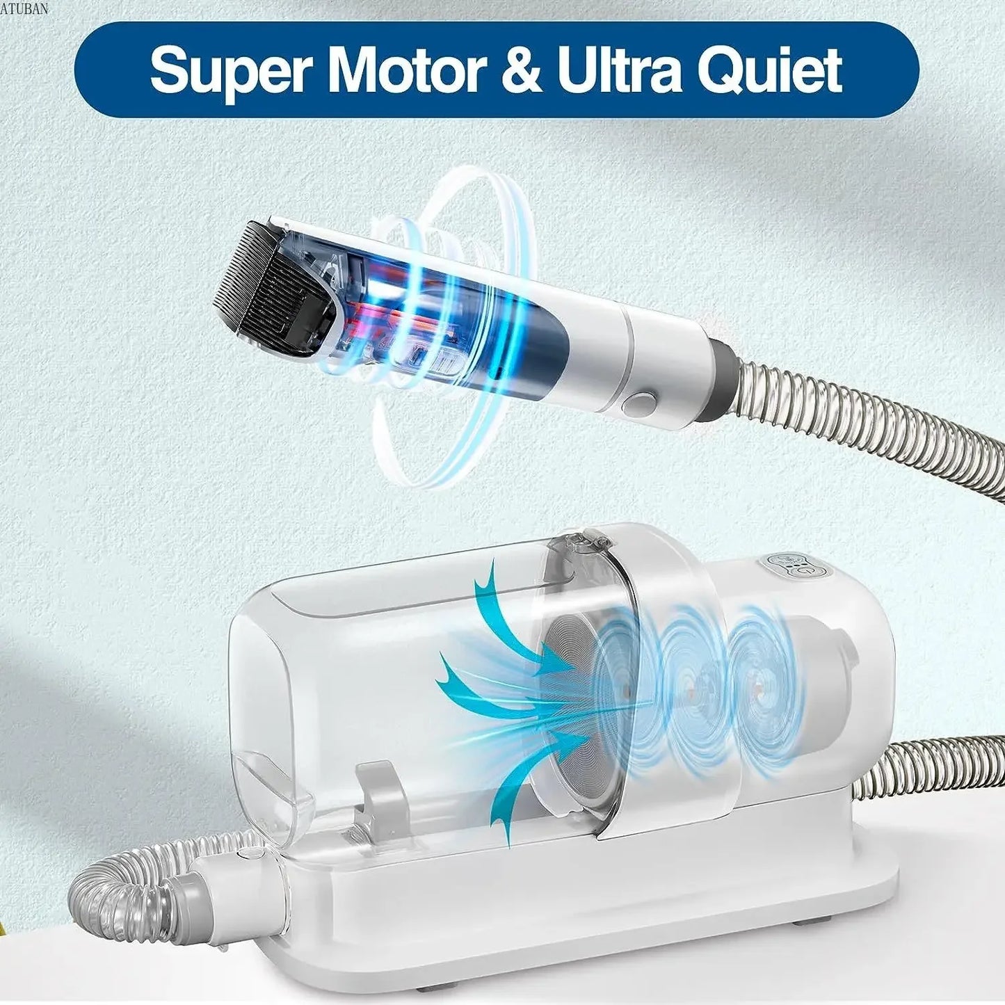 Pet Grooming Vacuum Kit with 2.3L Hair Collector