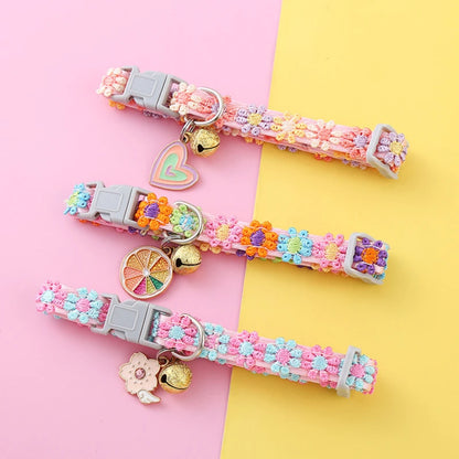 Adjustable Pet Collar with Bell – Cute Footprint Safety Necklace