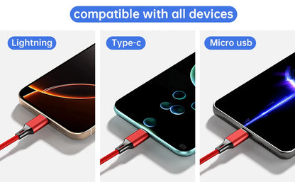 3-in-1 Fast Charging Cable for Phones & Tablets