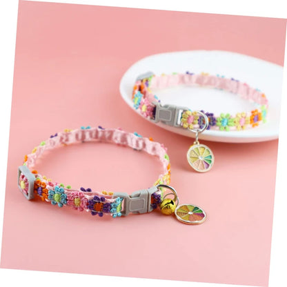 Adjustable Pet Collar with Bell – Cute Footprint Safety Necklace