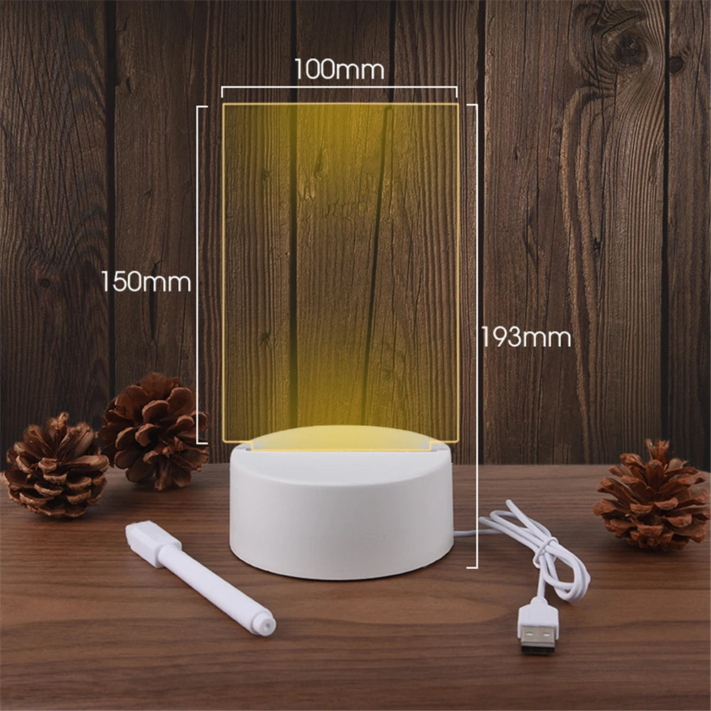 LED Acrylic Message Board Night Light – USB Powered