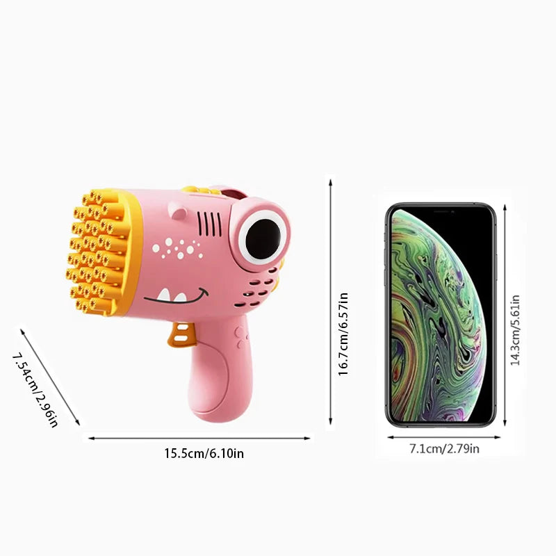 40-Hole Electric Dinosaur Bubble Gun Toy