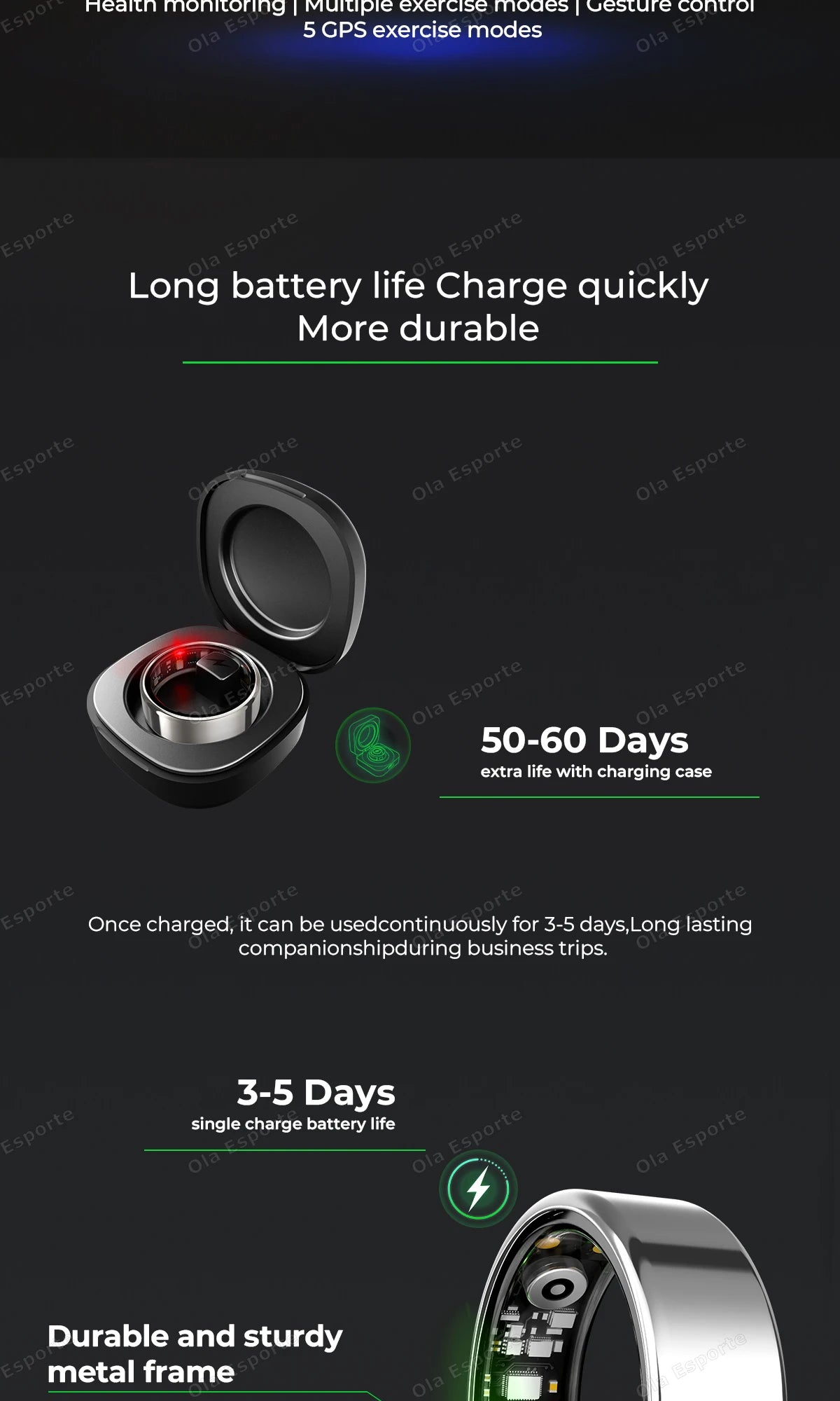 Smart Health Tracking Ring with Charging Case