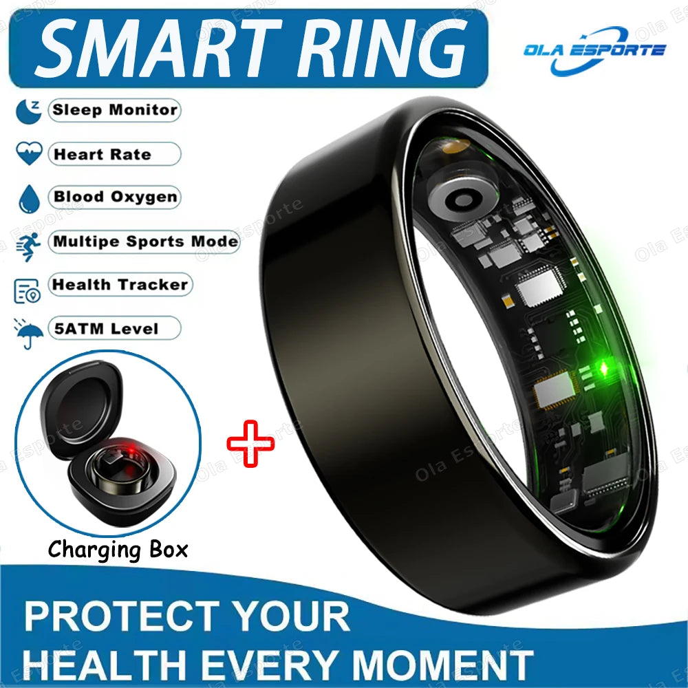 Smart Health Tracking Ring with Charging Case
