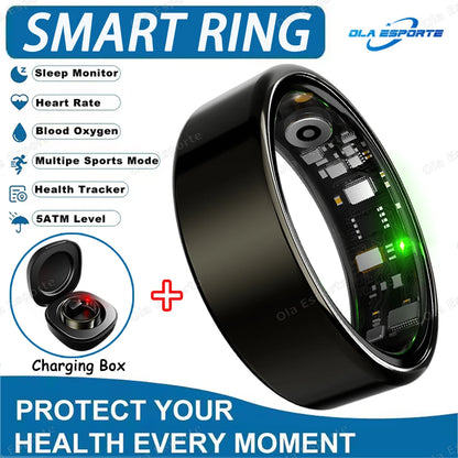 Smart Health Tracking Ring with Charging Case