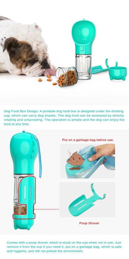 3-in-1 Pet Water Bottle – Leakproof Dog & Cat Travel Feeder